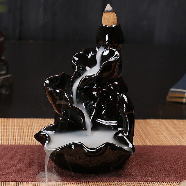 Ceramic Backflow Incense Burner – Zen Home & Yoga Decor (No Incense Included)