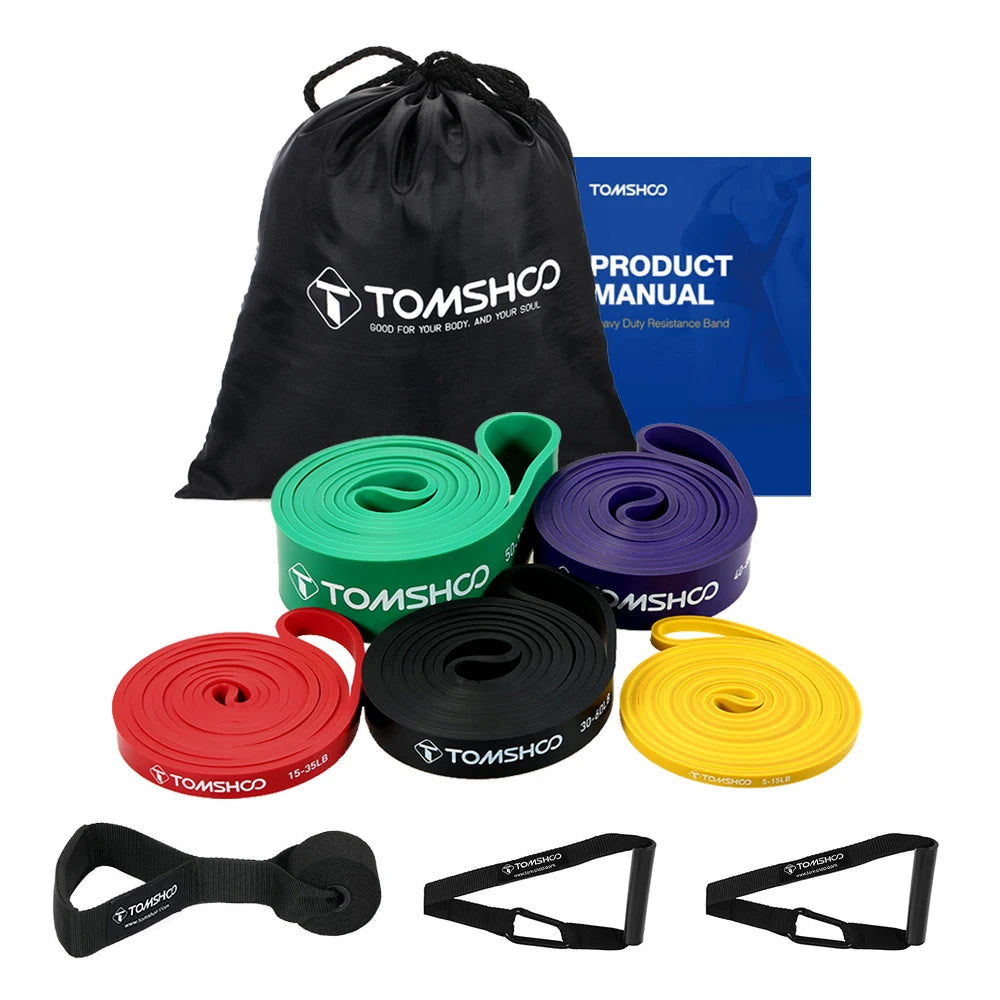 5-Pack Pull-Up Assist Bands Set – Resistance Bands with Door Anchor & Handles