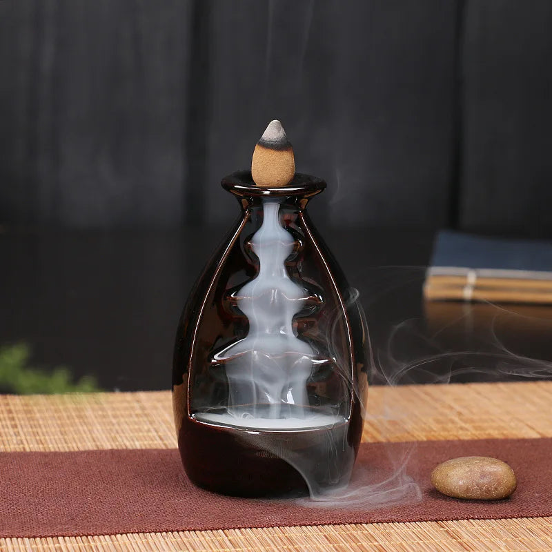 Ceramic Backflow Incense Burner – Zen Home & Yoga Decor (No Incense Included)