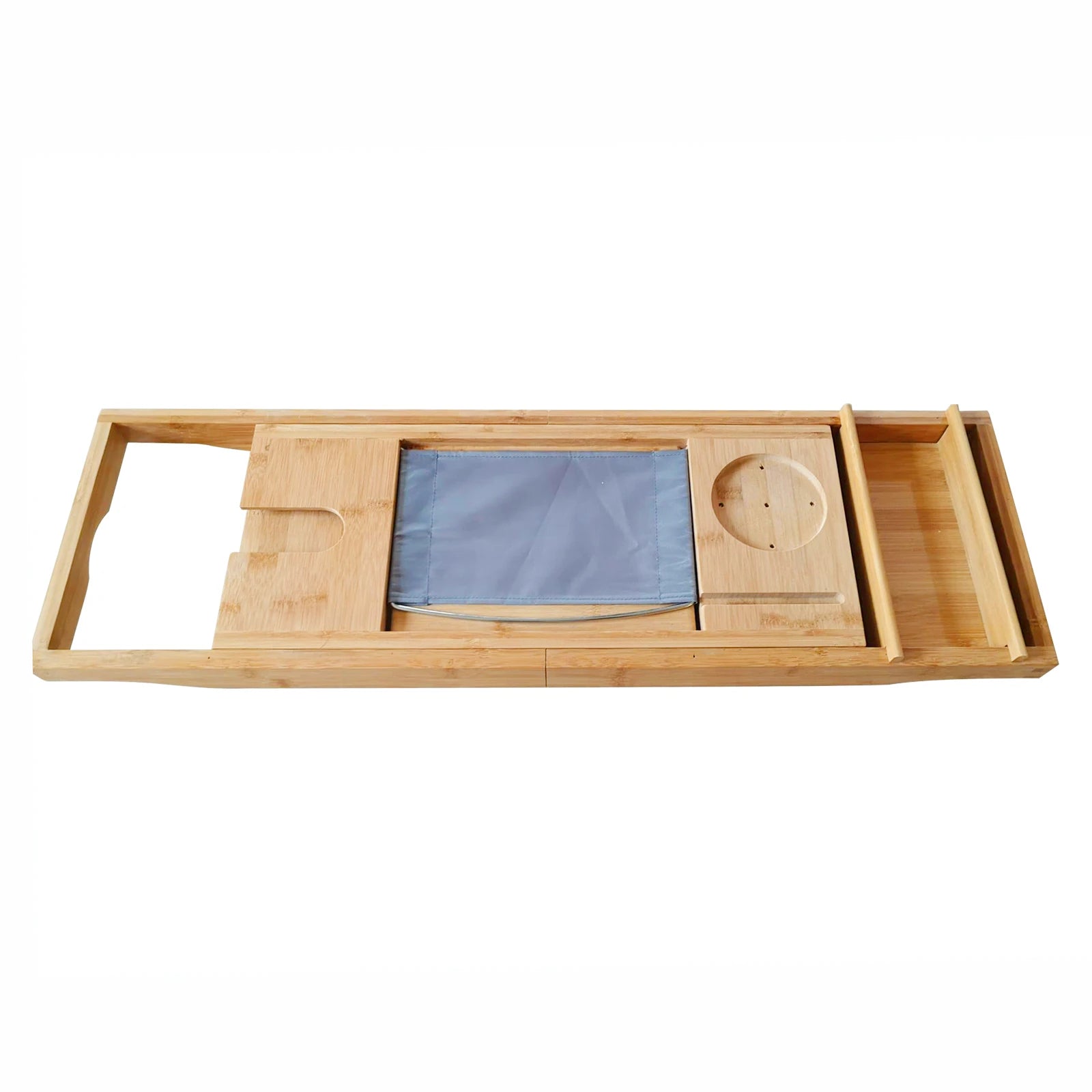 Retractable Design Bamboo Bathtub Tray, Log Color Bamboo and Waterproof Tray, Expandable Strong Load-Bearing Bathroom Tray
