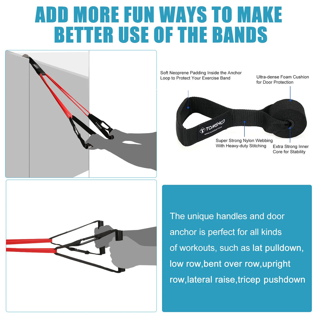 5-Pack Pull-Up Assist Bands Set – Resistance Bands with Door Anchor & Handles