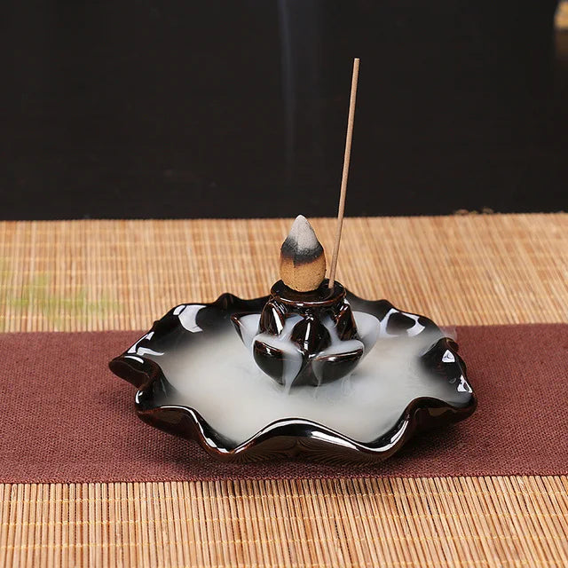 Ceramic Backflow Incense Burner – Zen Home & Yoga Decor (No Incense Included)
