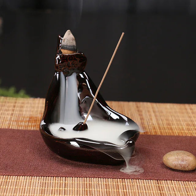 Ceramic Backflow Incense Burner – Zen Home & Yoga Decor (No Incense Included)