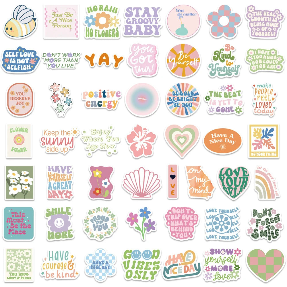 10–100pcs Pink Girl Power Stickers – Cute Inspirational Cartoon Decals