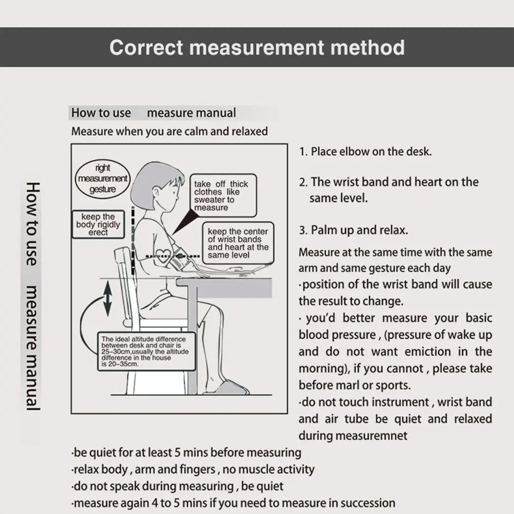 Digital Upper Arm Blood Pressure Monitor – Portable Automatic Tonometer