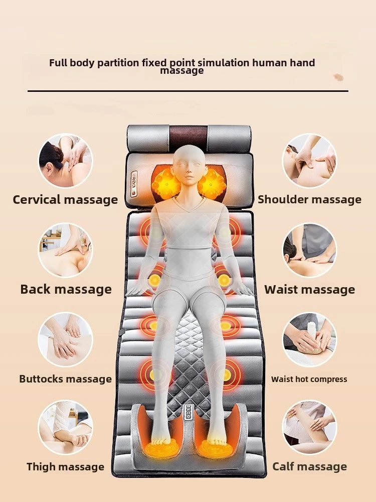 Full Body Massage Pad – 10-Zone Vibration with Heat & Kneading Pillow