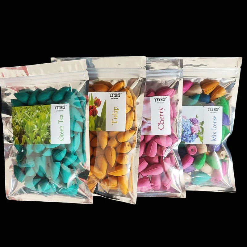 Backflow Incense Cones – Mixed Natural Scents for Waterfall Burners - 50pcs