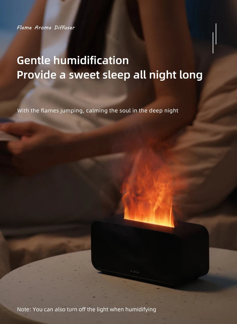 Mini Flame Aroma Diffuser – LED Humidifier with Timer & Colorful Lights