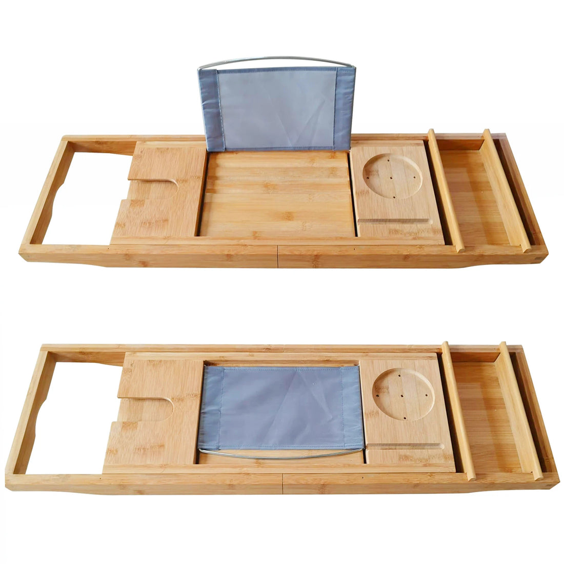 Retractable Design Bamboo Bathtub Tray, Log Color Bamboo and Waterproof Tray, Expandable Strong Load-Bearing Bathroom Tray