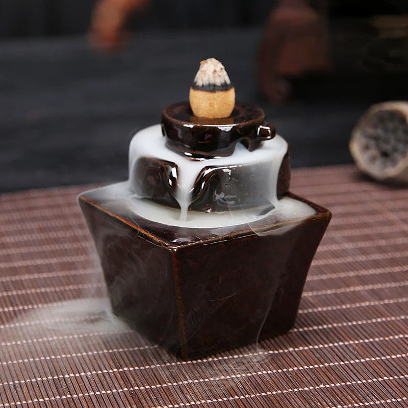 Ceramic Backflow Incense Burner – Zen Home & Yoga Decor (No Incense Included)