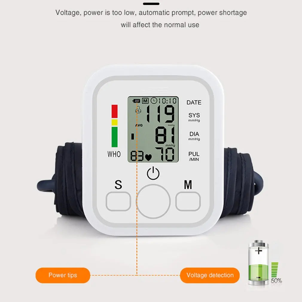 Digital Upper Arm Blood Pressure Monitor – Portable Automatic Tonometer