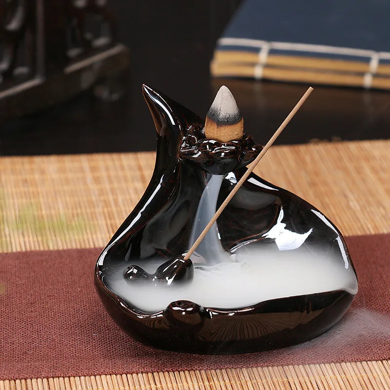 Ceramic Backflow Incense Burner – Zen Home & Yoga Decor (No Incense Included)