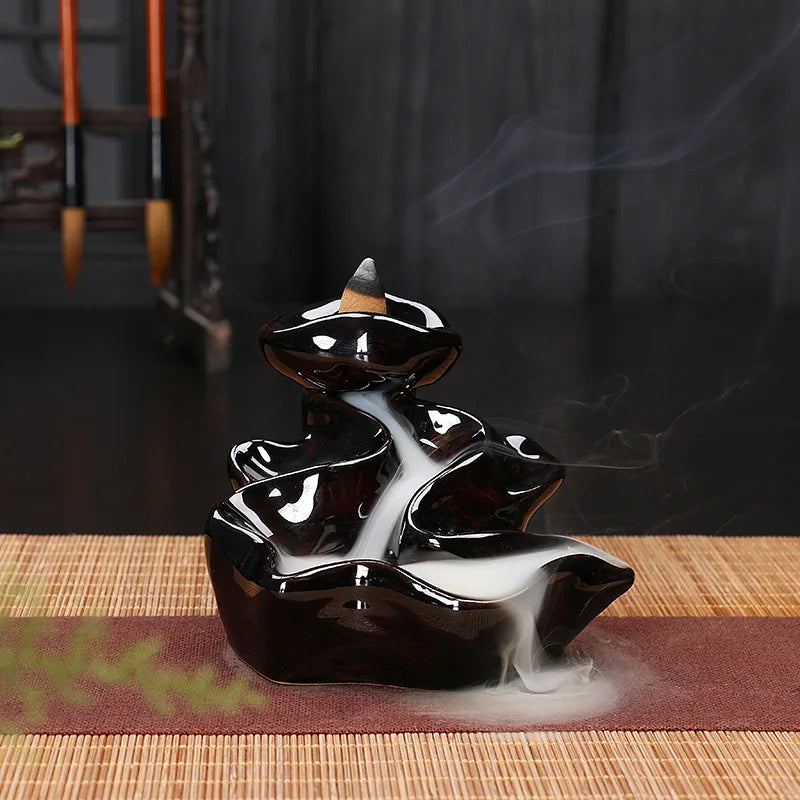 Ceramic Backflow Incense Burner – Zen Home & Yoga Decor (No Incense Included)