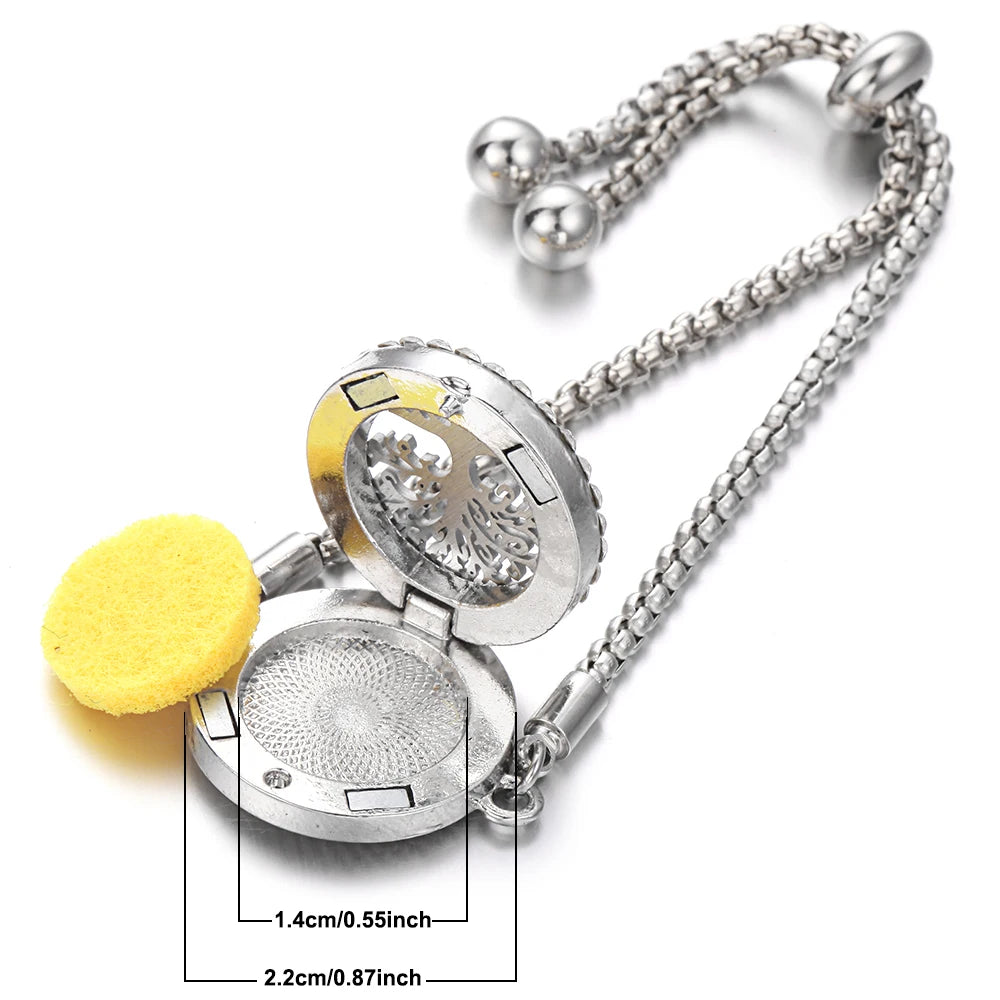 Aromatherapy Bracelet Diffuser Jewelry - Stainless Steel Locket Pendant