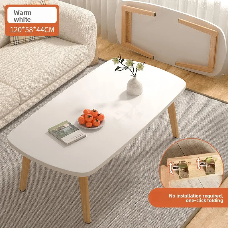 Foldable Solid Wood Coffee Table – Small Apartment Living Room Furniture