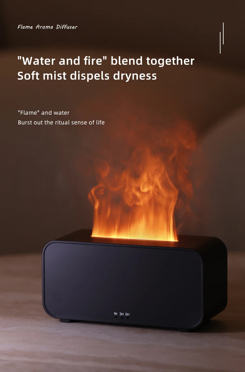 Mini Flame Aroma Diffuser – LED Humidifier with Timer & Colorful Lights