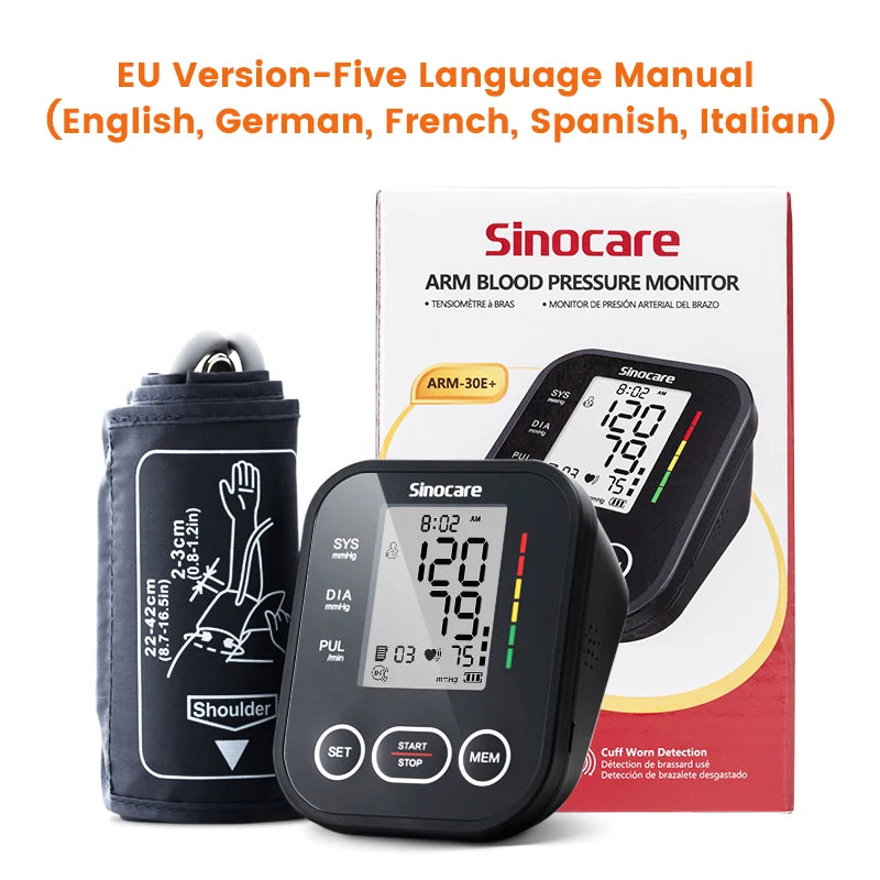 Sinocare Upper Arm Blood Pressure Monitor – Automatic BP & Heart Rate Machine