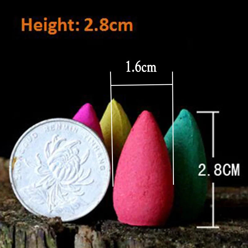 Backflow Incense Cones – Mixed Natural Scents for Waterfall Burners - 100g about 56pcs
