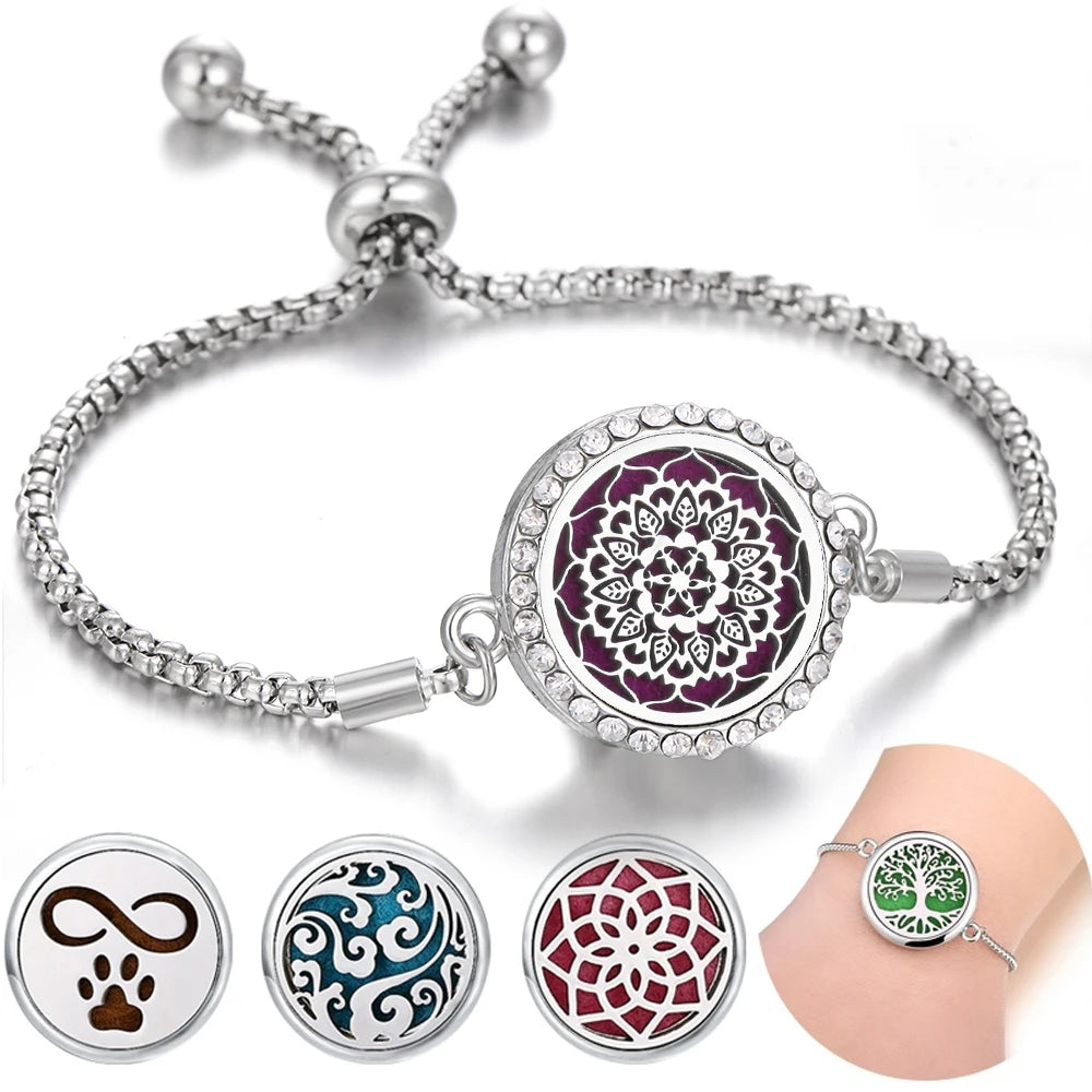 Aromatherapy Bracelet Diffuser Jewelry - Stainless Steel Locket Pendant
