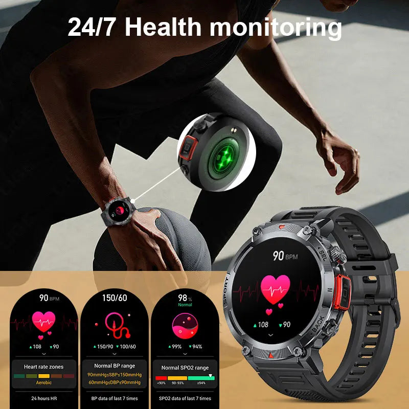 LIGE Flashlight Smartwatch for Men, IP68 Waterproof