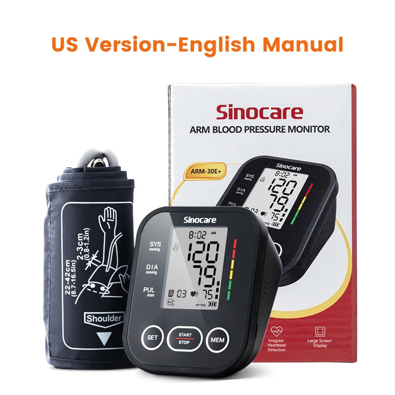Sinocare Upper Arm Blood Pressure Monitor – Automatic BP & Heart Rate Machine