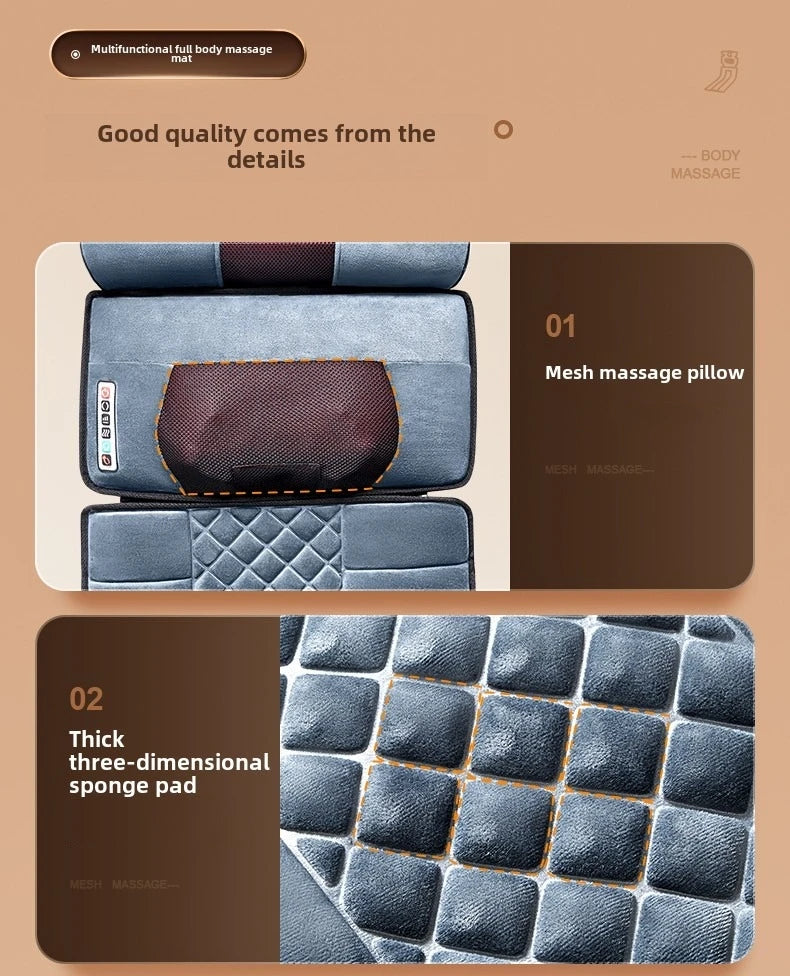 Full Body Massage Pad – 10-Zone Vibration with Heat & Kneading Pillow