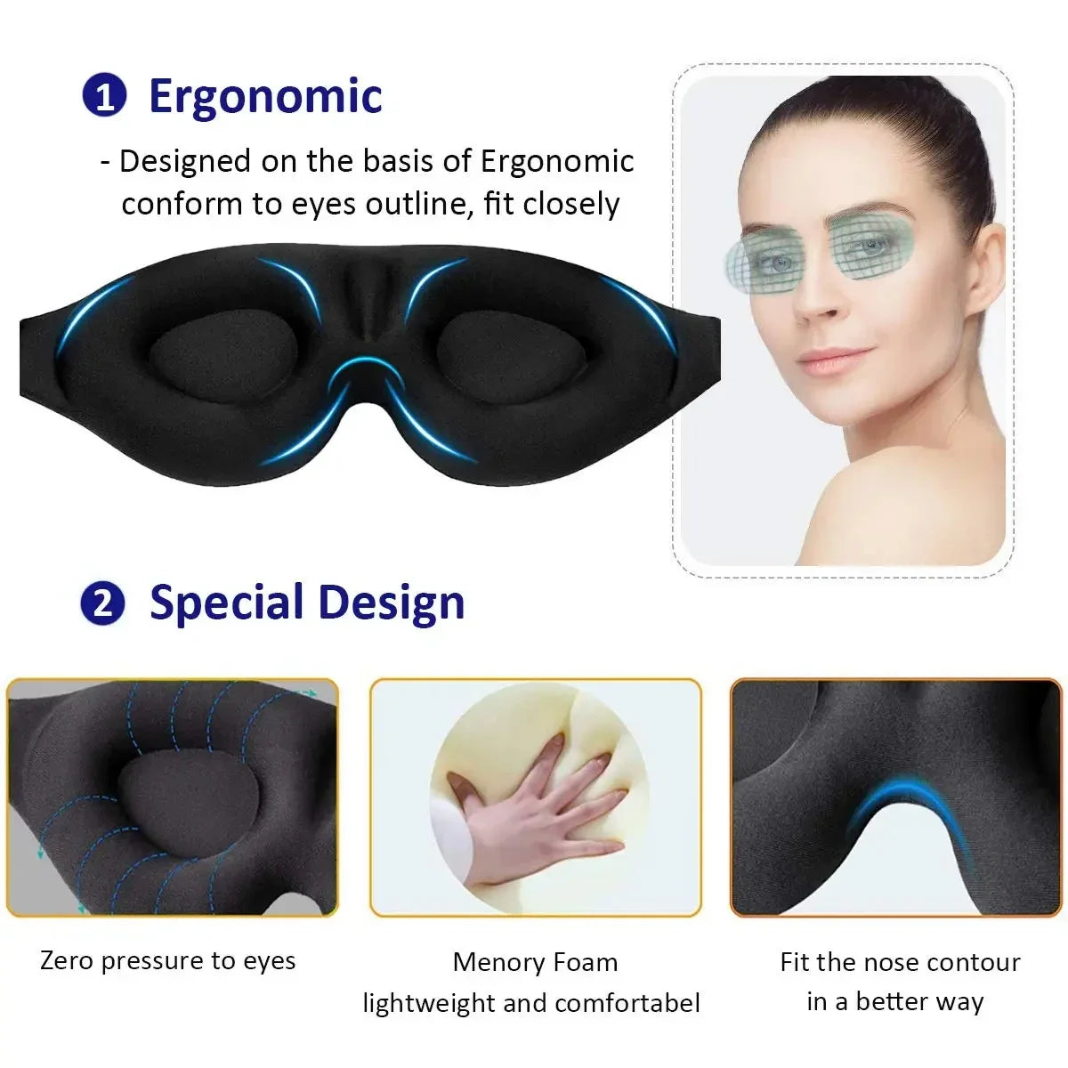 3D Contoured Sleep Eye Mask