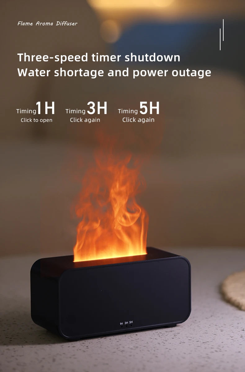 Mini Flame Aroma Diffuser – LED Humidifier with Timer & Colorful Lights