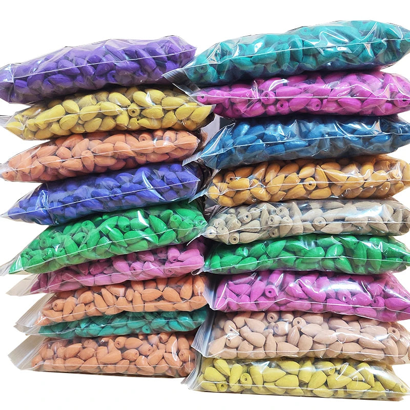 Backflow Incense Cones – Mixed Natural Scents for Waterfall Burners - 100g about 56pcs