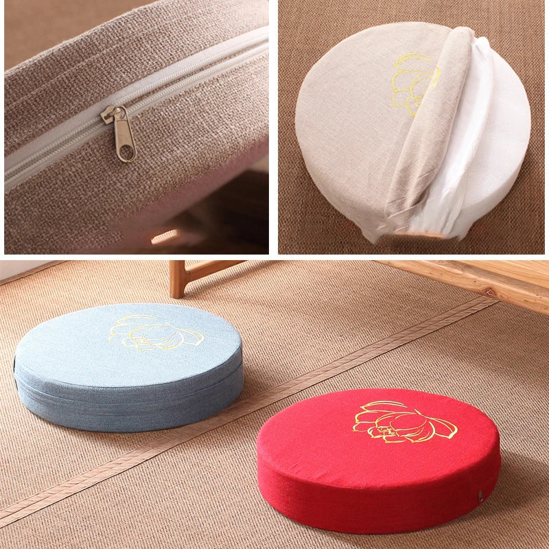 40x6cm Linen Meditation Cushion & Yoga Mat