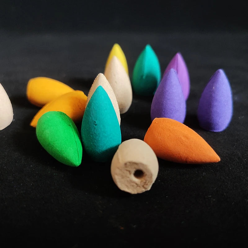 Backflow Incense Cones – Mixed Natural Scents for Waterfall Burners - 50pcs