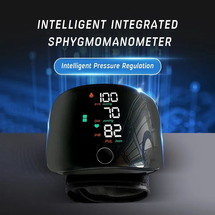 LED Rechargeable Wrist Blood Pressure Monitor – Multilingual Voice Broadcast