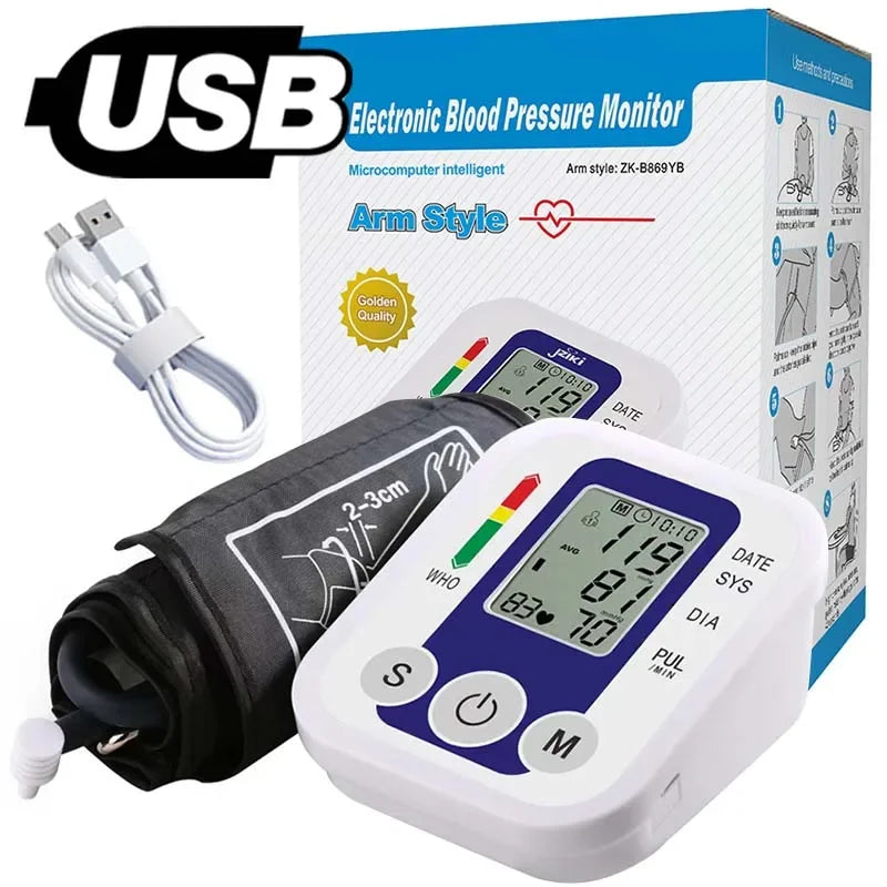 Digital Upper Arm Blood Pressure Monitor – Portable Automatic Tonometer