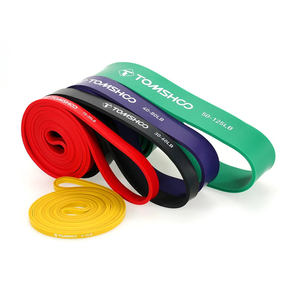 5 Pack Pull Up Assist Bands - Set Resistance Loop Bands with Door Anchor and Handles