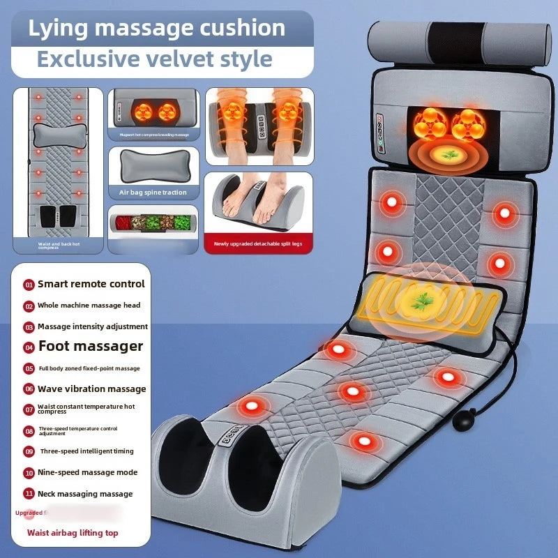 Full Body Massage Pad – 10-Zone Vibration with Heat & Kneading Pillow