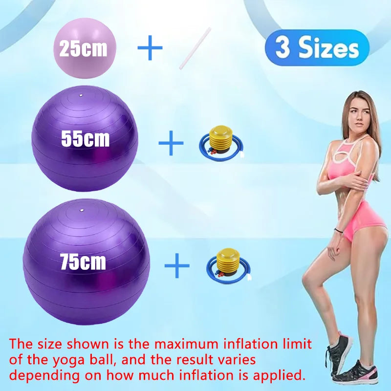 Anti-Burst Yoga & Pilates Ball – 25/55/75cm Fitness Sculpting Ball