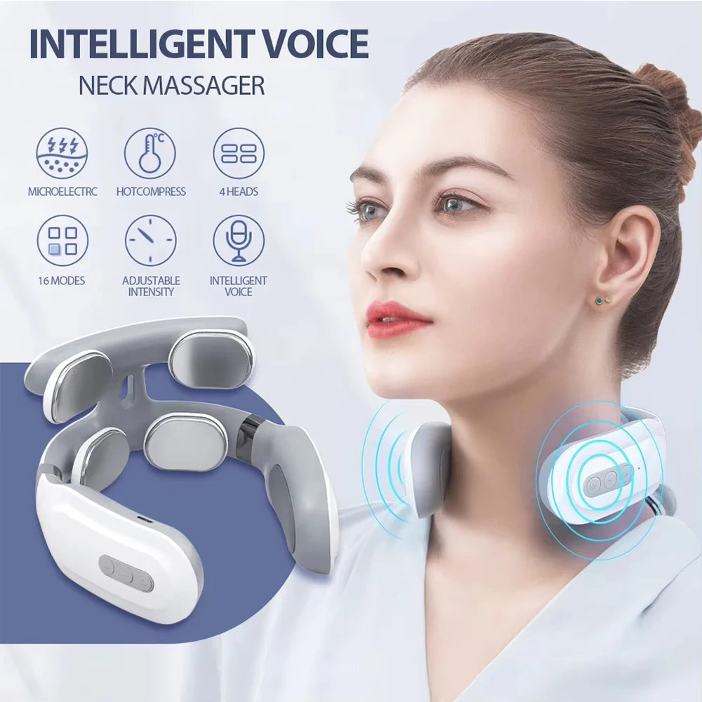 Portable Smart Neck Massager – USB Rechargeable Deep Tissue Cervical Relief Device