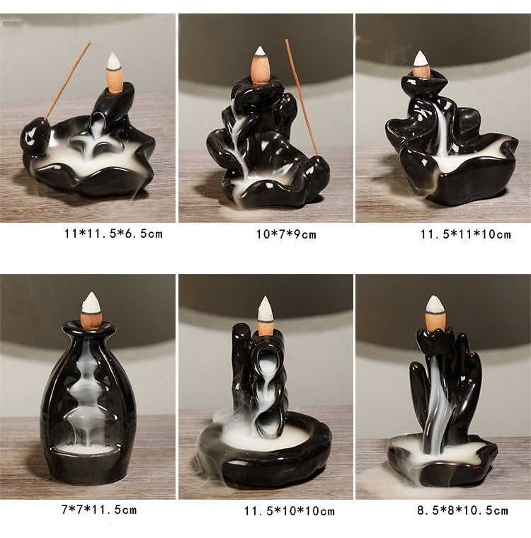 Ceramic Backflow Incense Burner – Zen Home & Yoga Decor (No Incense Included)