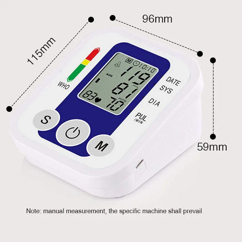 Digital Upper Arm Blood Pressure Monitor – Portable Automatic Tonometer