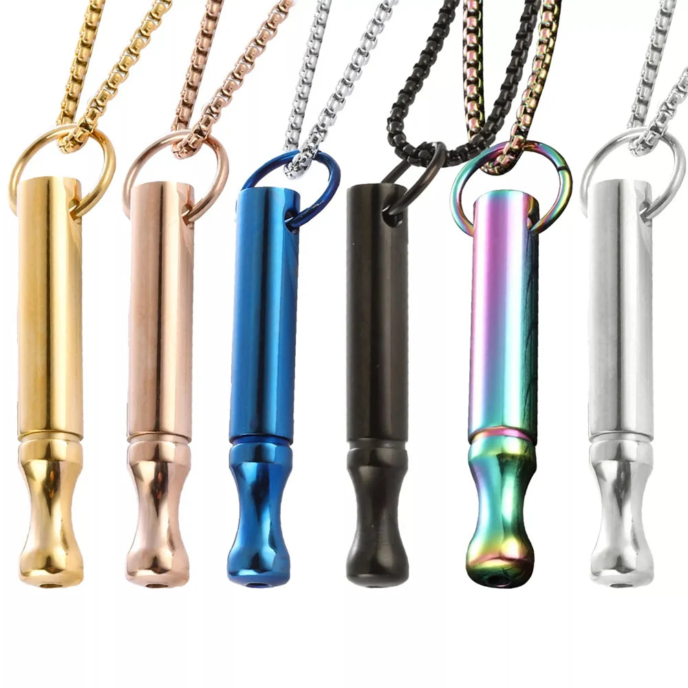 Breathwork Meditation Necklace Anti-Smoking Stainless Steel Whistle