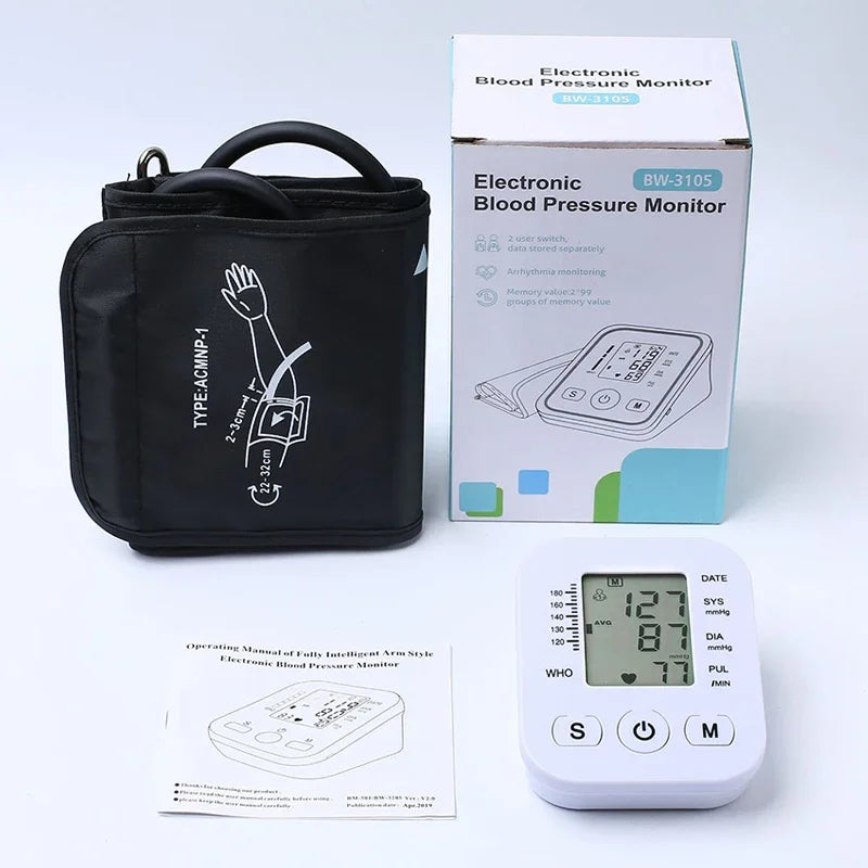 Digital Arm Blood Pressure Monitor – LCD Portable BP Meter