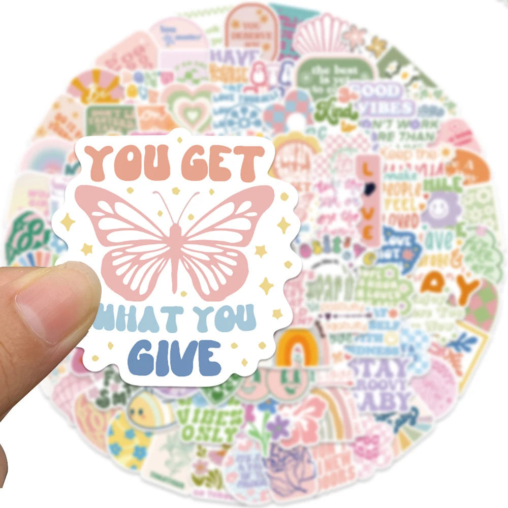 10–100pcs Pink Girl Power Stickers – Cute Inspirational Cartoon Decals
