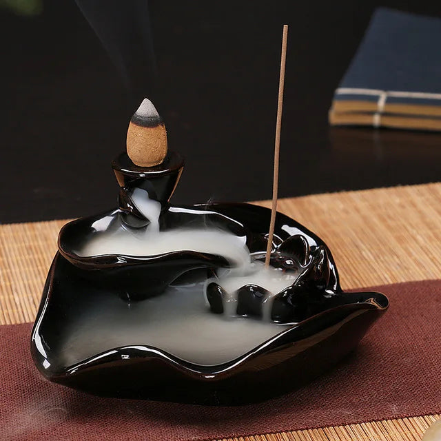 Ceramic Backflow Incense Burner – Zen Home & Yoga Decor (No Incense Included)