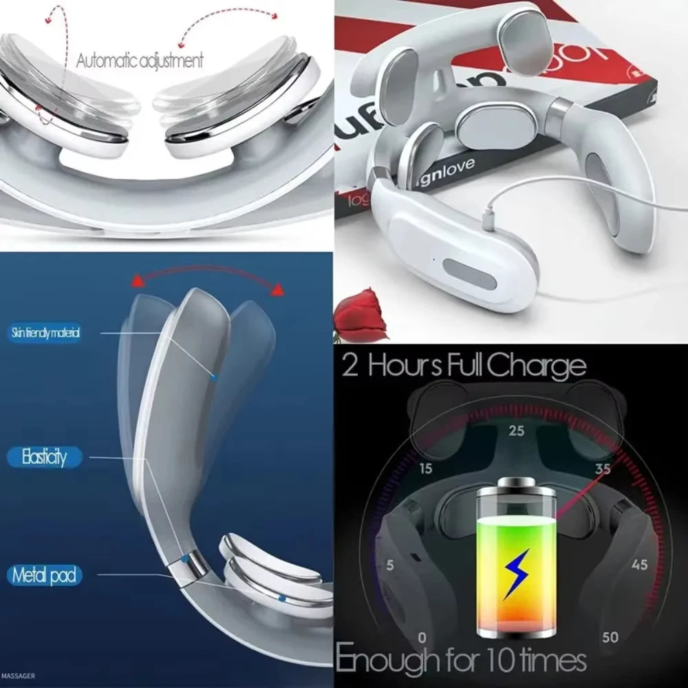 Portable Smart Neck Massager – USB Rechargeable Deep Tissue Cervical Relief Device