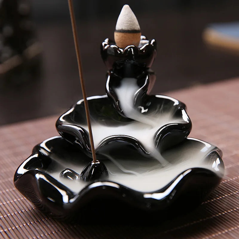 Ceramic Backflow Incense Burner – Zen Home & Yoga Decor (No Incense Included)