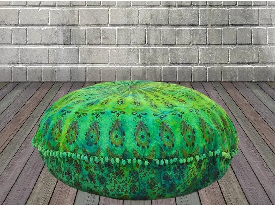 Green Tie Dye Boho Floor Pillow