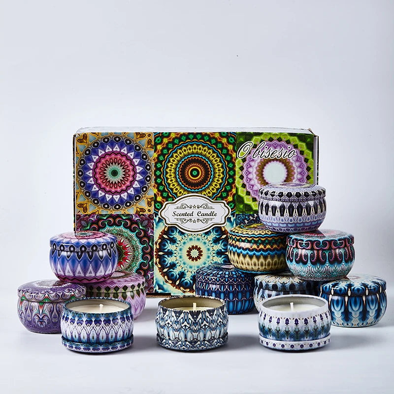 Obisesio 4pc & 12pc Scented Soy Candle Set – Aromatherapy Gift for Home & Friends