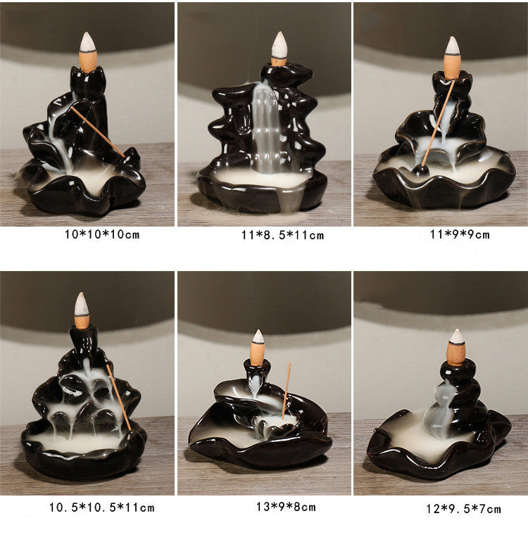 Ceramic Backflow Incense Burner – Zen Home & Yoga Decor (No Incense Included)