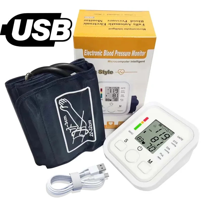 Digital Upper Arm Blood Pressure Monitor – Portable Automatic Tonometer