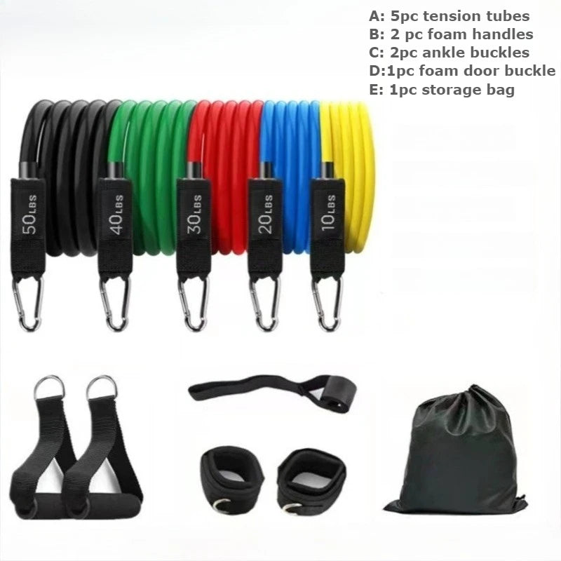 11-Piece Latex Resistance Band Set – Fitness Ropes for Yoga, Pilates & CrossFit